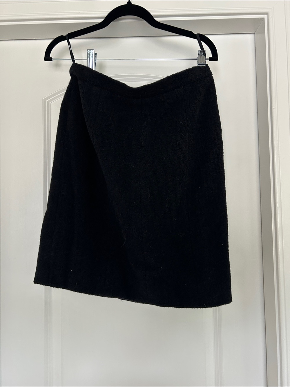 CHANEL Black A-Line Wool Skirt
